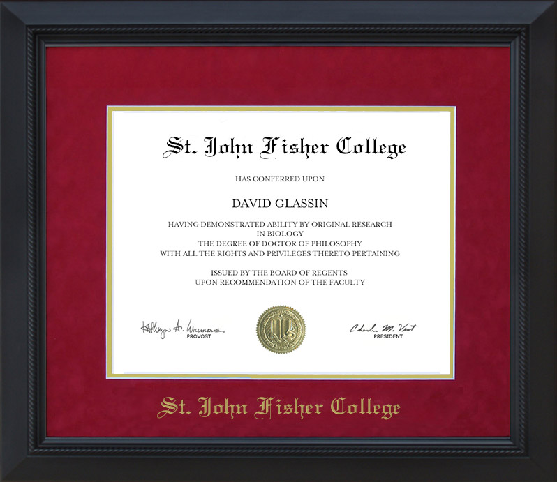 St. John Fisher College Diploma Frame with Embossed UltraSuede Matting