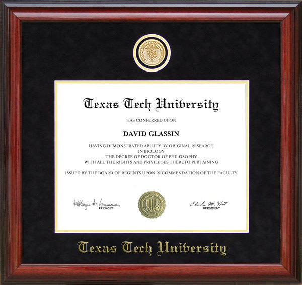 Texas Tech Diploma Frame with School Medallion