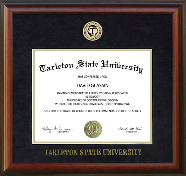 Tarleton State University Diploma Frame with Embossed Suede Mat