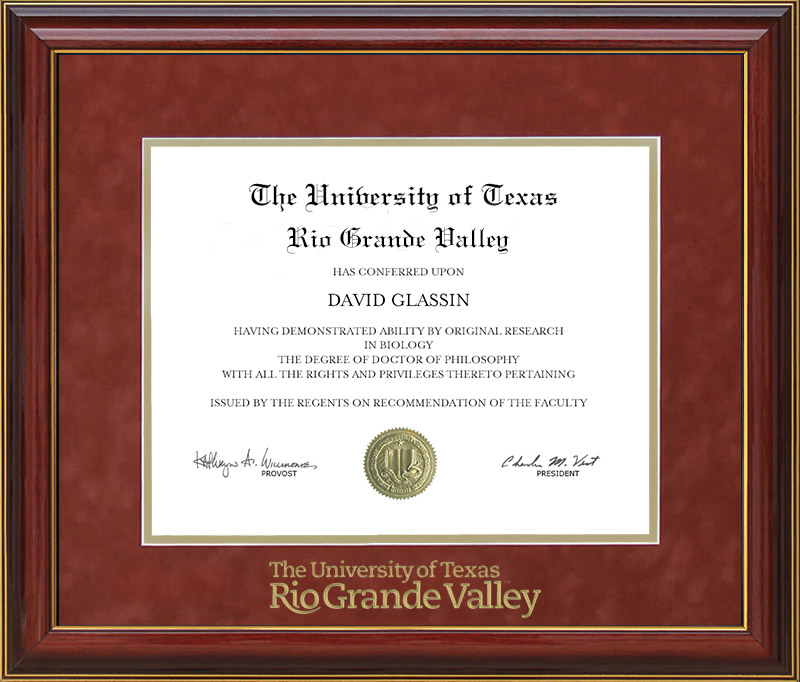 UT Rio Grande Valley Diploma Frame with Embossed UltraSuede Matting
