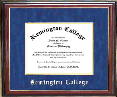 Remington College Classic Diploma Frame in Marine Blue Suede