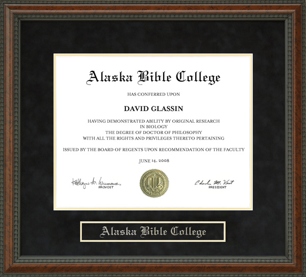 Alaska Bible College (ABC) Diploma Frame