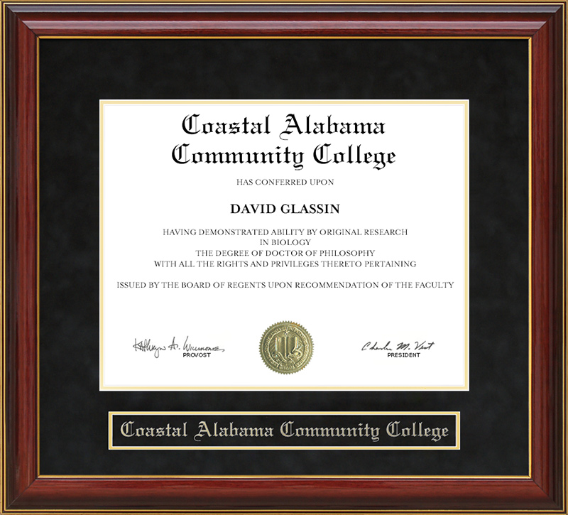 Coastal Alabama Community College Mahogany Diploma Frame