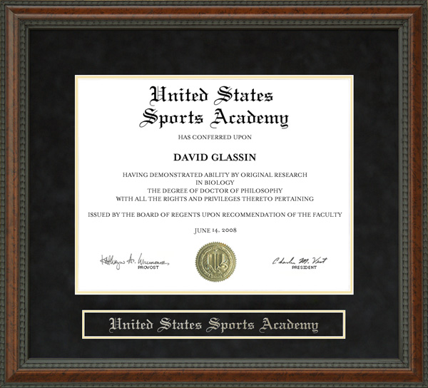 United States Sports Academy (USSA) Diploma Frame