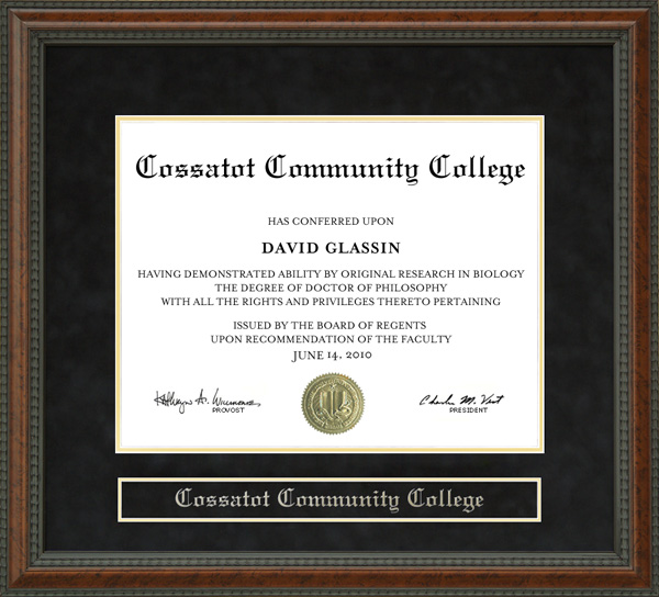 Cossatot Community College Diploma Frame