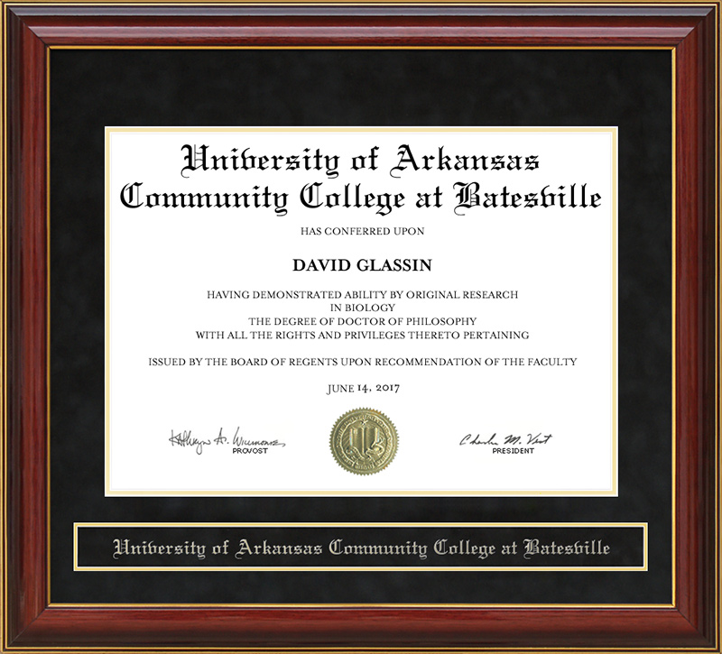University of Arkansas Community College at Batesville (UACCB) Mahogany Diploma Frame