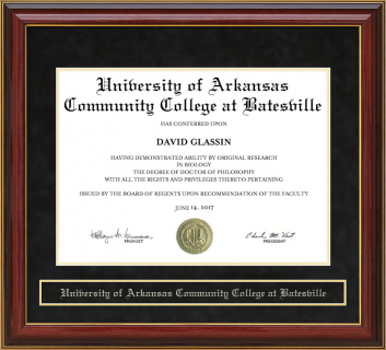 University of Arkansas Community College at Batesville (UACCB) Mahogany Diploma Frame