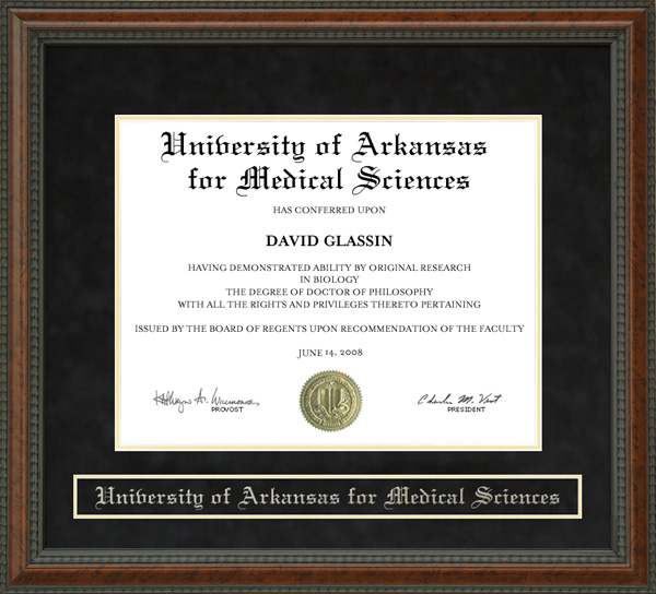 University of Arkansas for Medical Sciences (UAMS) Diploma Frame