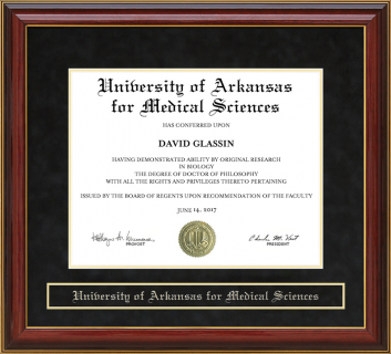 University of Arkansas for Medical Sciences (UAMS) Mahogany Diploma Frame