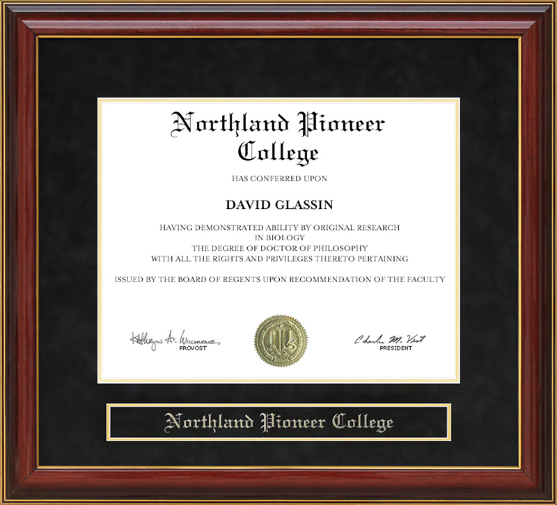 Northland Pioneer College Mahogany Diploma Frame