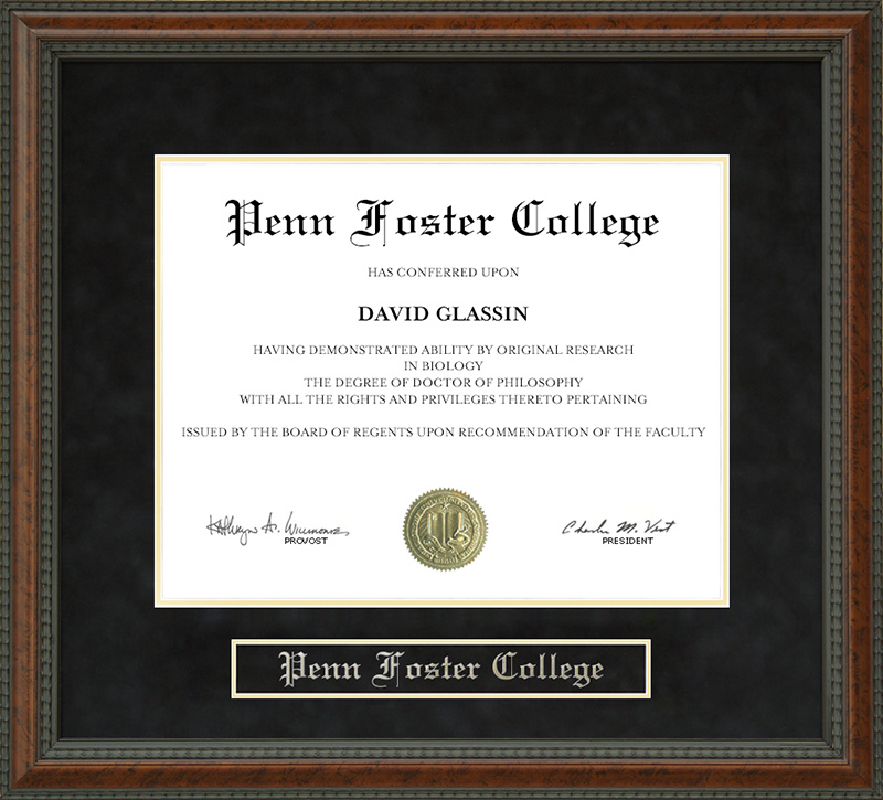 Penn Foster College Diploma Frame