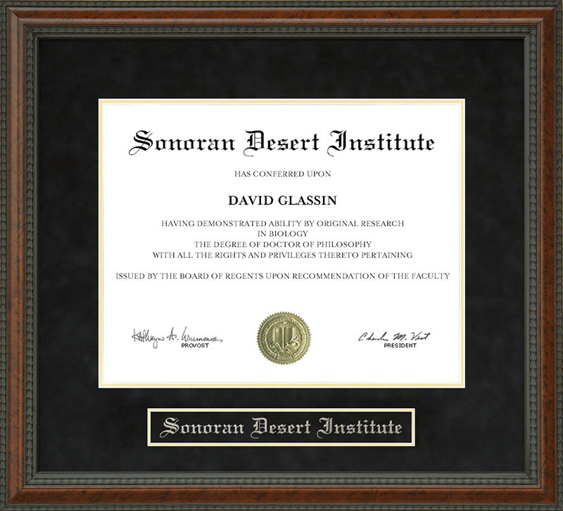 Sonoran Desert Institute Diploma Frame