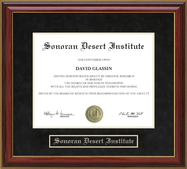 Sonoran Desert Institute Mahogany Diploma Frame By Wordyisms