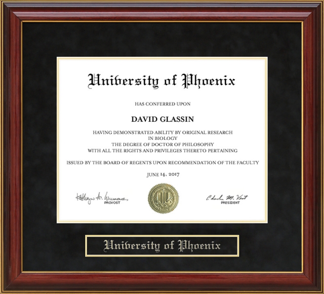 Celebration Frames University of Phoenix 8½ x 11 Mahogany Finish Infinity Diploma Frame with Tassel Box