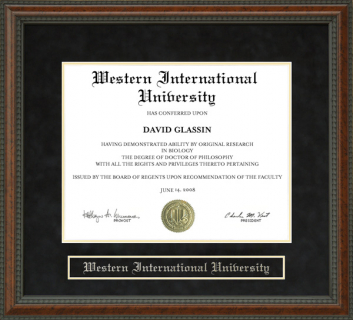 Western International University (WIU) Diploma Frame