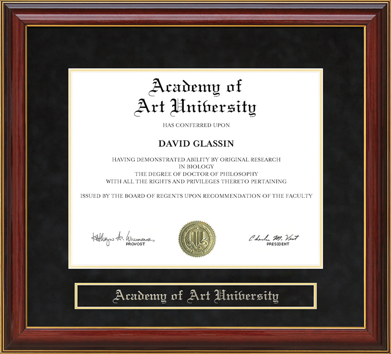 Academy of Art University Mahogany Diploma Frame