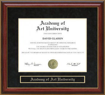 Academy of Art University Mahogany Diploma Frame
