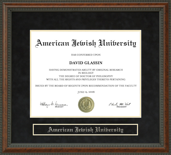 American Jewish University (AJU) Diploma Frame