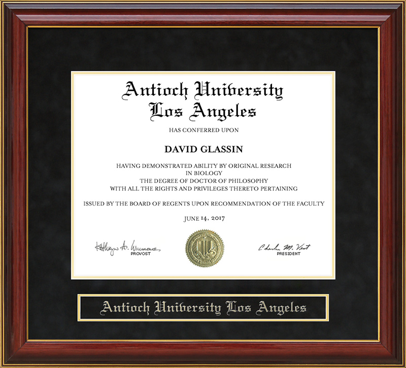 Antioch University Los Angeles (AULA) Mahogany Diploma Frame