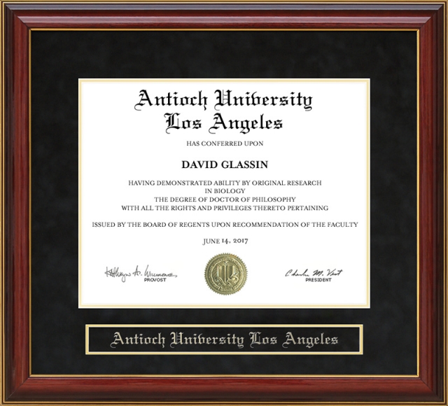 Antioch University Los Angeles (AULA) Mahogany Diploma Frame