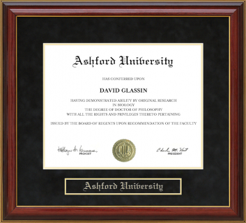Ashford University Mahogany Diploma Frame