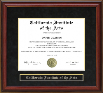 California Institute of the Arts (CalArts) Mahogany Diploma Frame