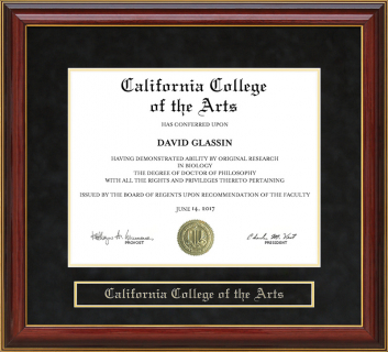 California College of the Arts (CCA) Mahogany Diploma Frame