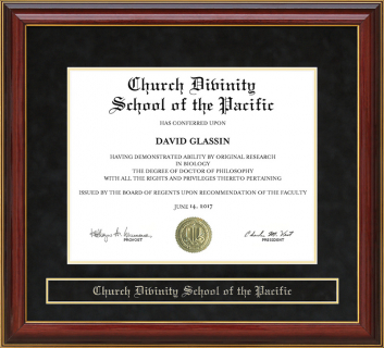Church Divinity School of the Pacific (CDSP) Mahogany Diploma Frame