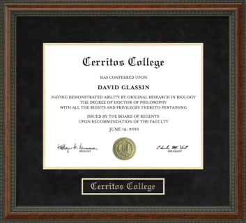 Cerritos College Diploma Frame