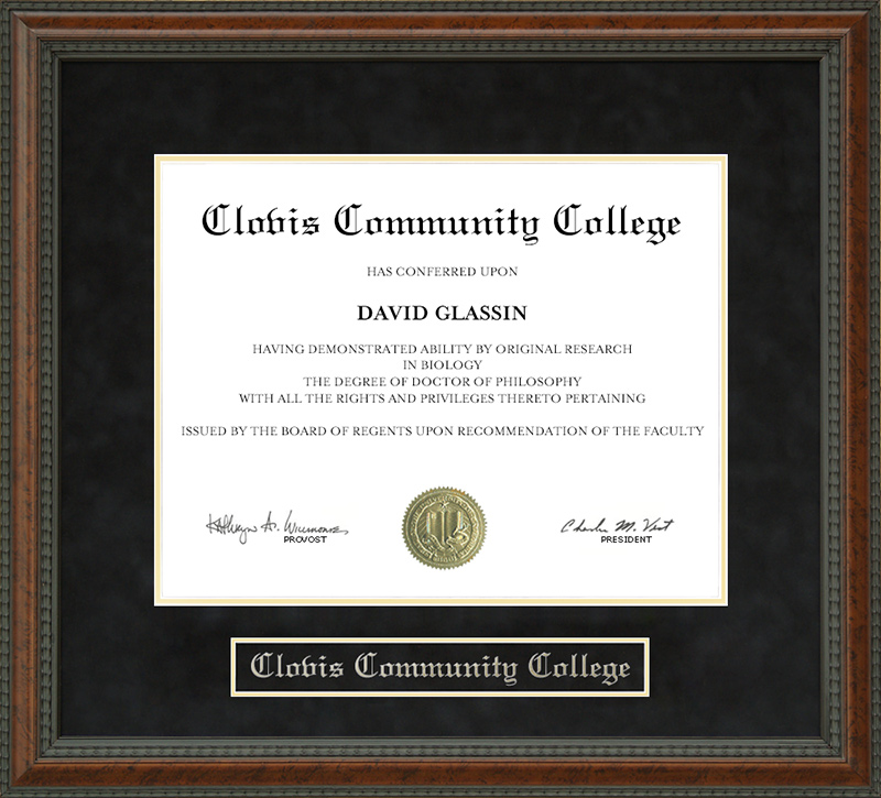 Clovis Community College Diploma Frame