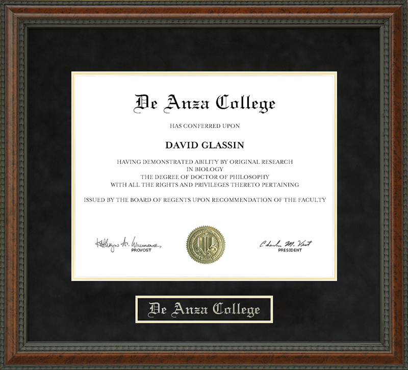 De Anza College Diploma Frame