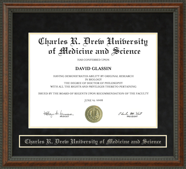 Charles R. Drew University of Medicine and Science Diploma Frame