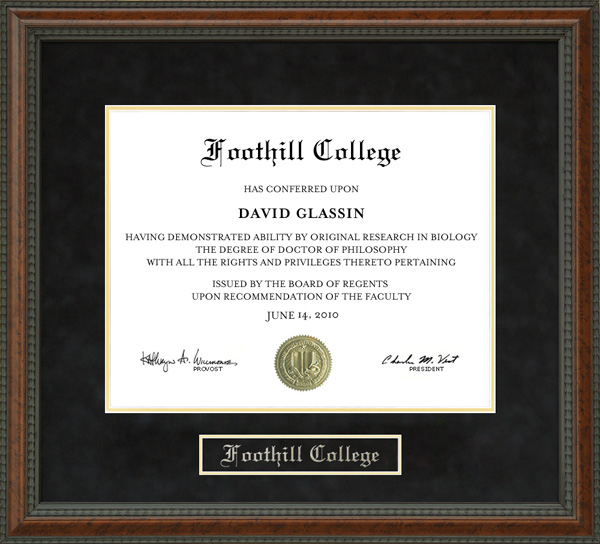 Foothill College Diploma Frame