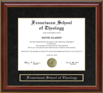 Franciscan School of Theology (FST) Mahogany Diploma Frame