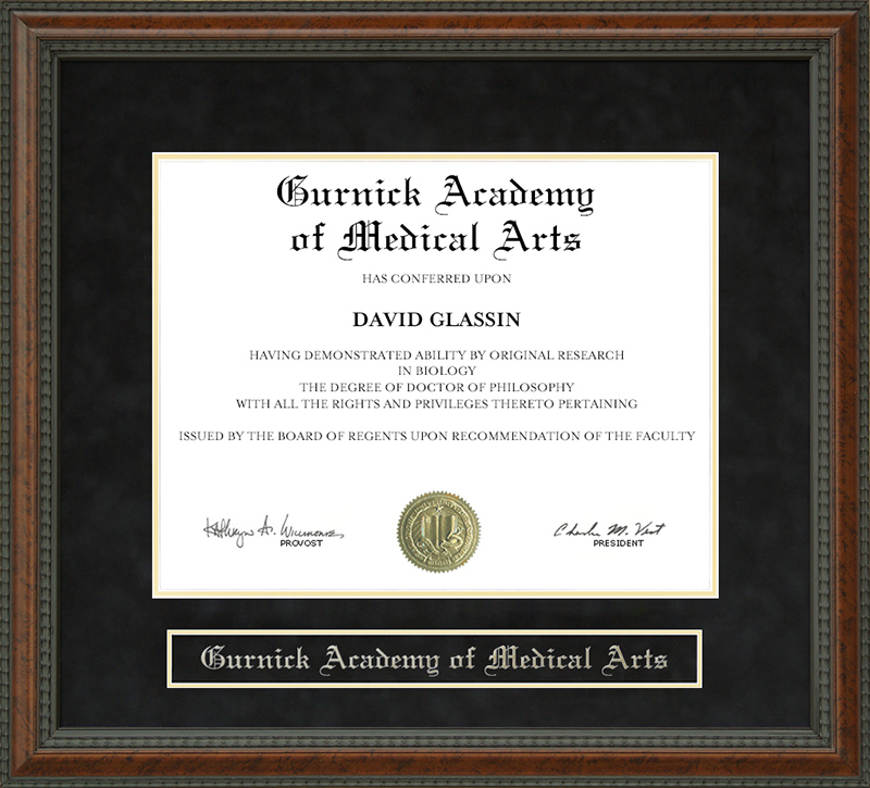 Gurnick Academy of Medical Arts Diploma Frame