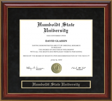 Humboldt State University (HSU) Mahogany Diploma Frame
