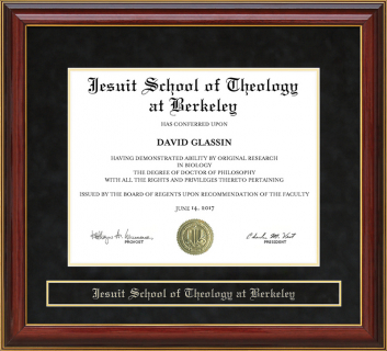 Jesuit School of Theology at Berkeley (JSTB) Mahogany Diploma Frame