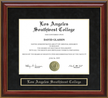 Los Angeles Southwest College (LASC) Mahogany Diploma Frame