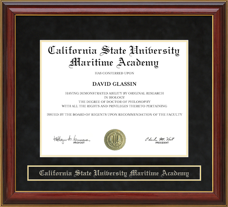 California State University Maritime Academy Mahogany Diploma Frame