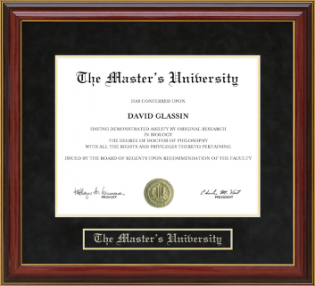 The Master's University Mahogany Diploma Frame