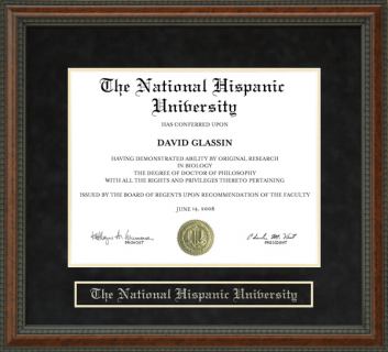 The National Hispanic University (NHU) Diploma Frame