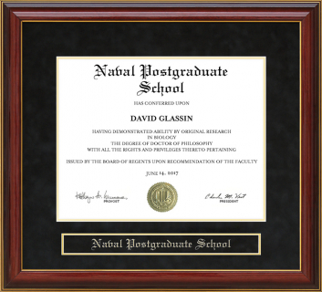 Naval Postgraduate School (NPS) Mahogany Diploma Frame