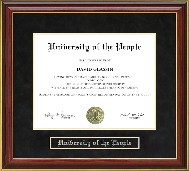 University of the People Mahogany Diploma Frame