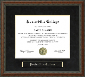 Porterville College Diploma Frame