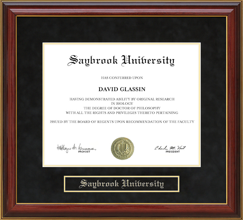 Saybrook University Mahogany Diploma Frame