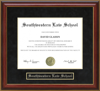 Southwestern Law School Mahogany Diploma Frame