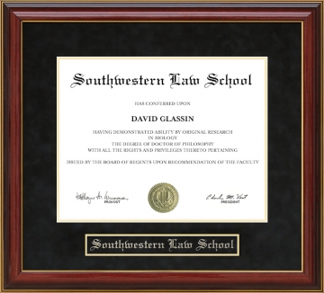Southwestern Law School Mahogany Diploma Frame