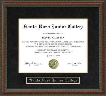 Santa Rosa Junior College (SRJC) Diploma Frame