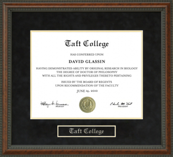 Taft College Diploma Frame
