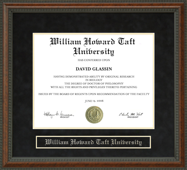 William Howard Taft University Diploma Frame